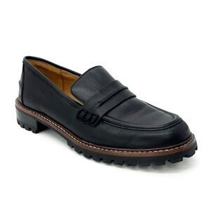 Madewell Black Leather Lug Sole Penny Loafers